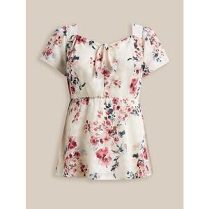 Torrid White Floral Fit And Flare Textured Chiffon Top Size 5